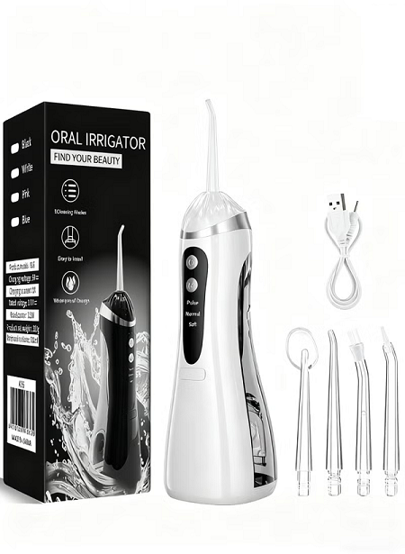 Coslus Professional Water Flosser For Teeth Braces Gums Care, Cordless Oral Irrigator, Deep Cleaning, Rechargeable, Waterproof, BPA-Free, Portable, Home and Travel, Black C20